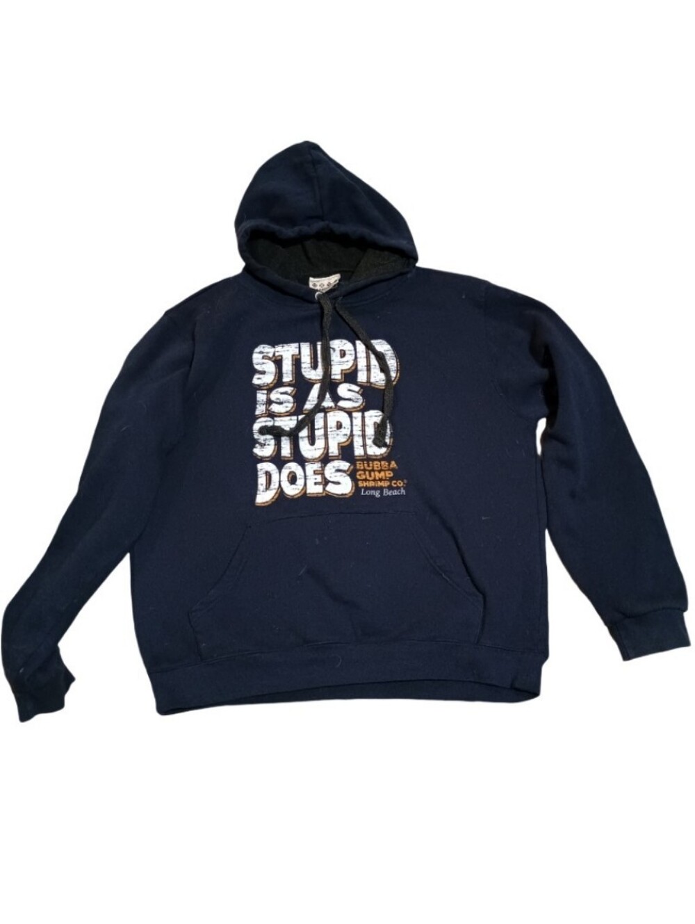 Navy Graphic Pullover Hoodie — 'Stupid Is As Stupid Does'